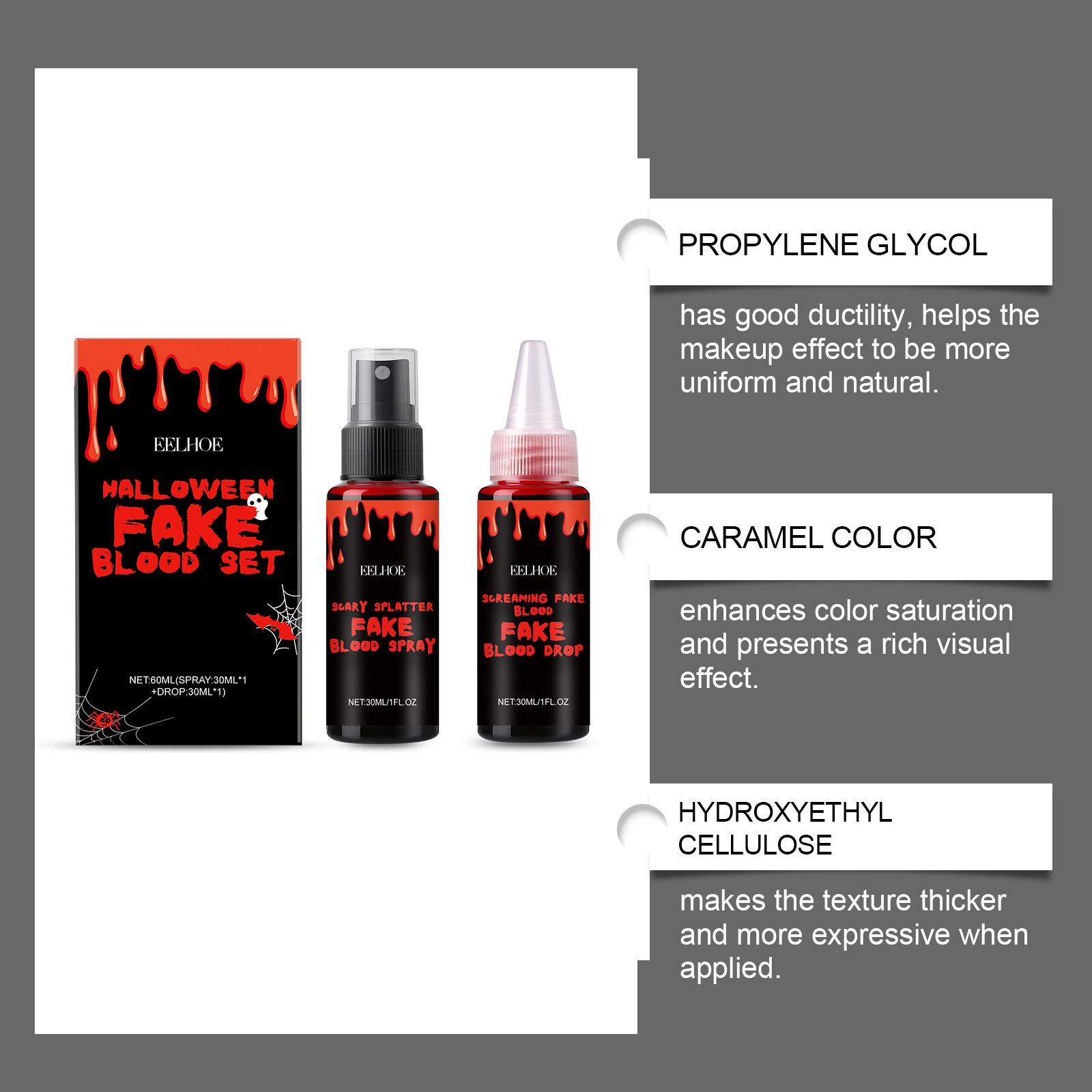 3PCS Halloween Fake Blood Set  - Wash Effect Set review and price