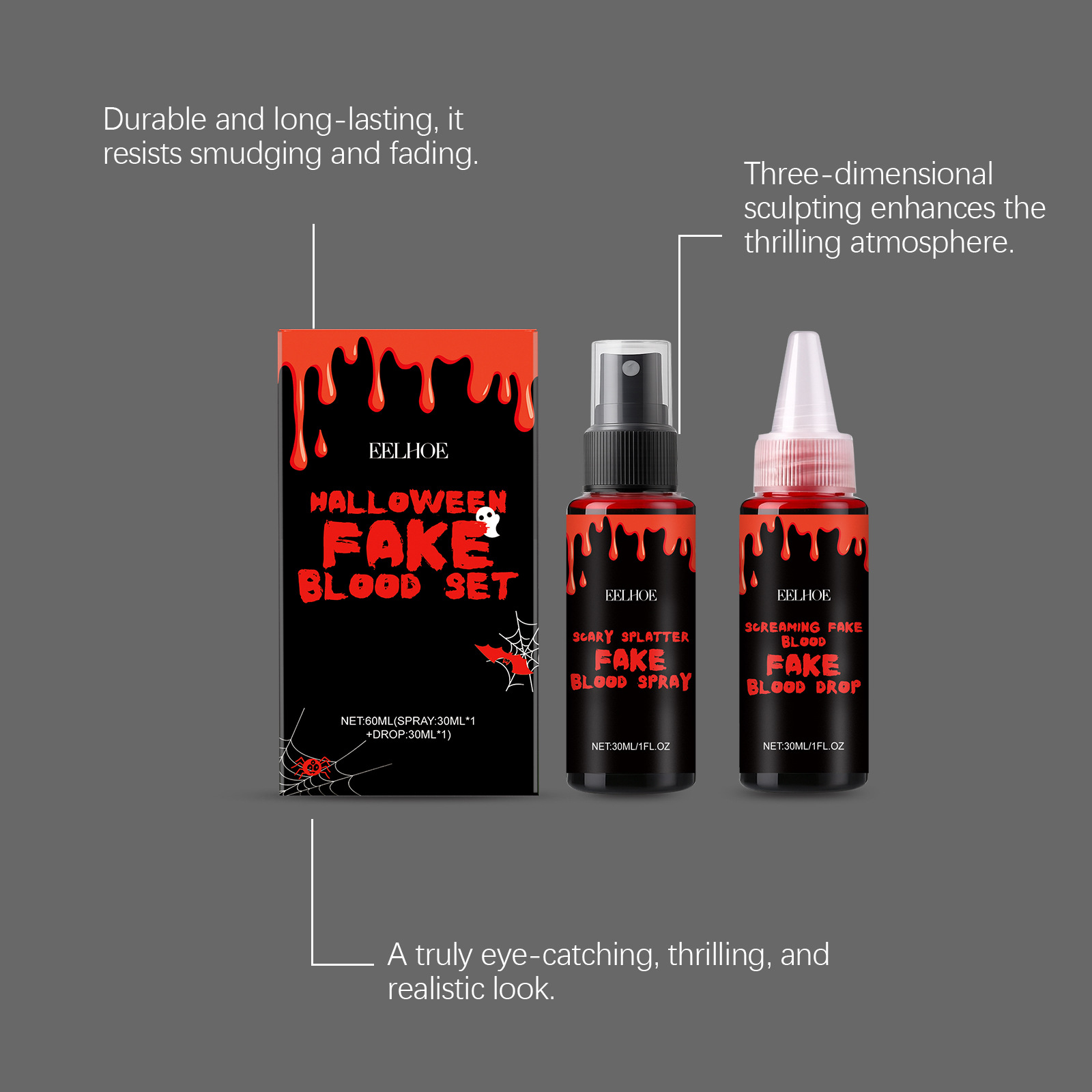 3PCS Halloween Fake Blood Set  - Wash Effect Set review and price