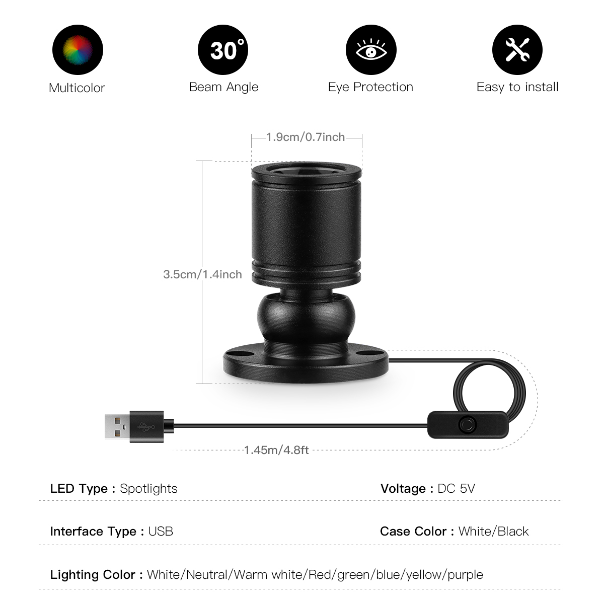 8Colors Mini Spot Light 1W Rot - Model Kit Display Case review and price