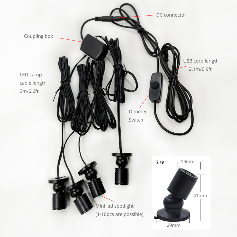 Dimmable USB 5V 1W LED Spot Li - Model Kit Display Case review and price